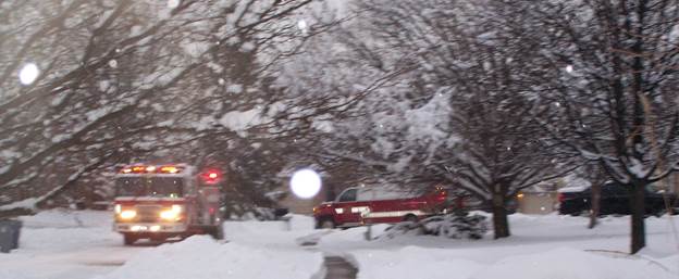 fire truck emt in snow