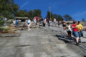 A group of people walking on a road

Description automatically generated